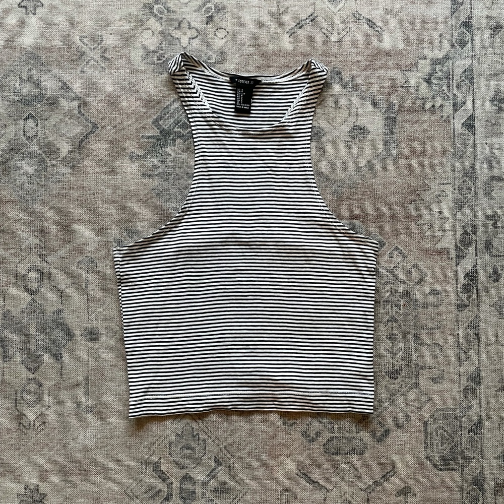 Forever 21 Stripped Black and White Crop Top